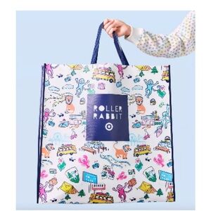 Roller Rabbit Navy-Handle Multicolor Graphic Tote